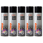 5X Promatic Gloss Black Spray Paint 500ml Spray Paint